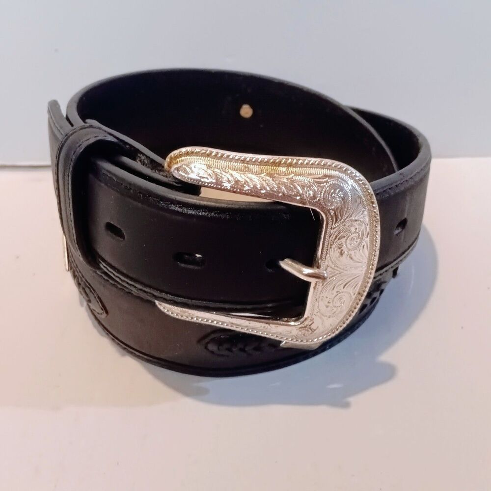 3D Belts Leather Diamond Concho Belt-Size 32-Lacing-Removable Buckle-Distressed